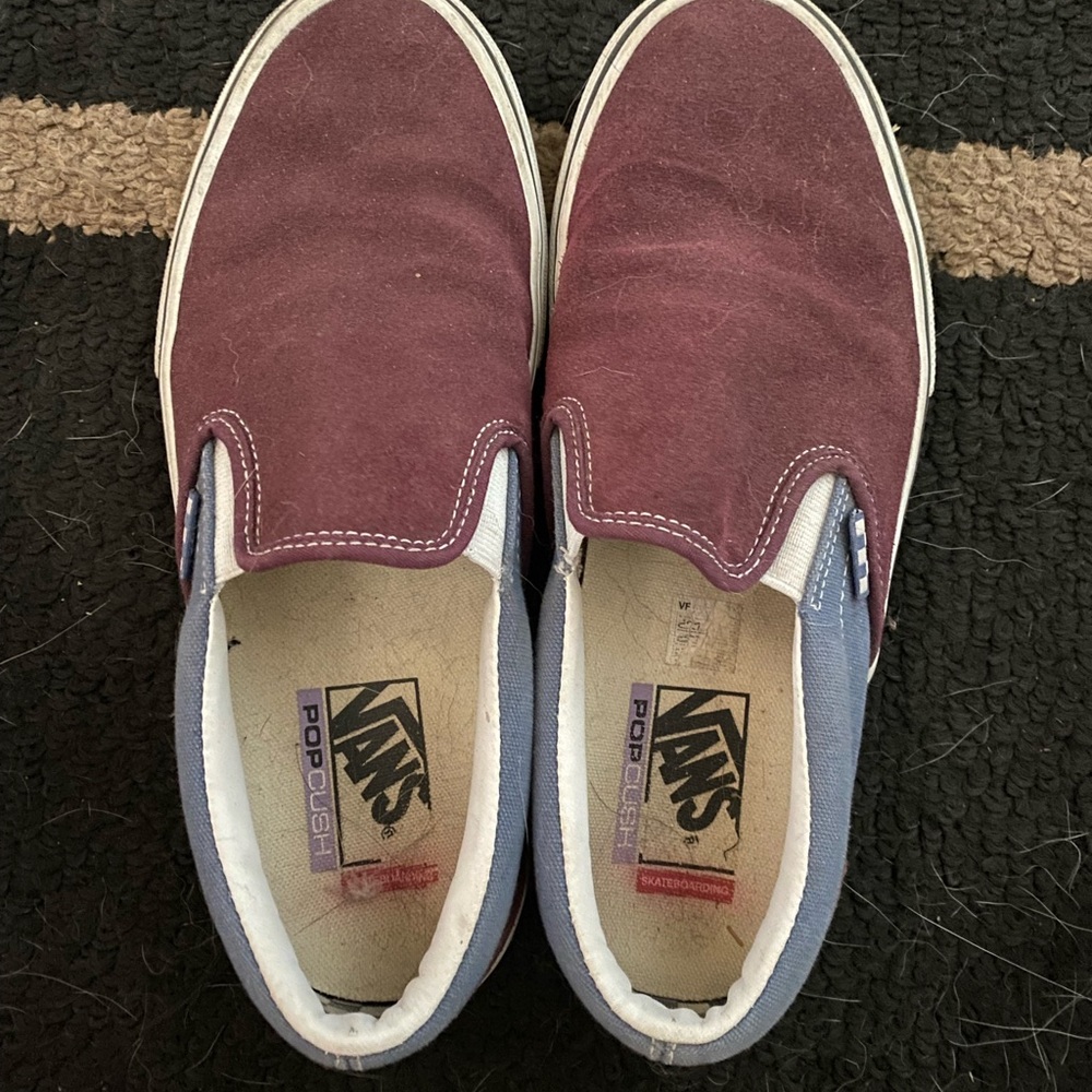 Vans Slip-On Shoes in Maroon and Slate